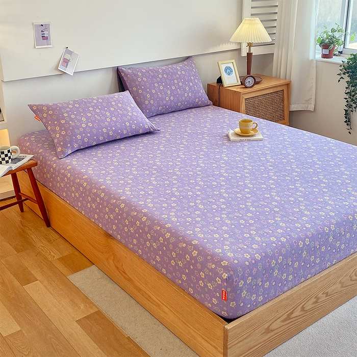 91家纺网 家纺一手货源 找家纺 春皖家纺 2026新款全棉纯棉拉链款双层纱床笠单床笠床笠单件 雪花飘