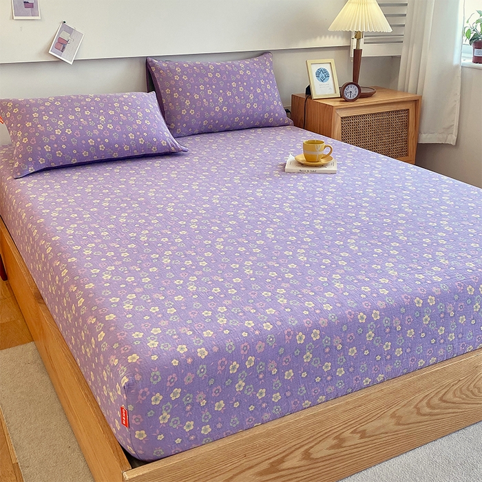 91家纺网 家纺一手货源 找家纺 春皖家纺 2026新款全棉纯棉拉链款双层纱床笠单床笠床笠单件 雪花飘