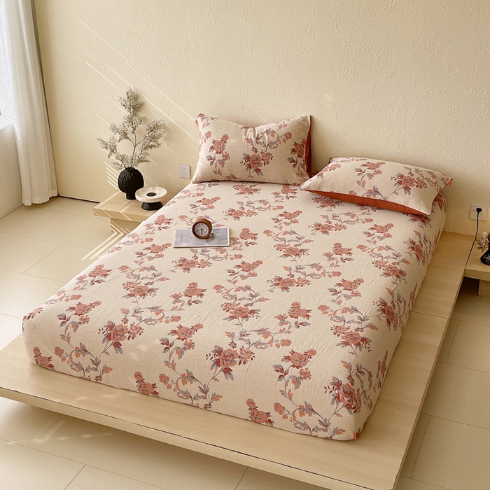 91家纺网 家纺一手货源 找家纺 春皖家纺 2026新款全棉纯棉拉链款双层纱床笠单床笠床笠单件 一丈红