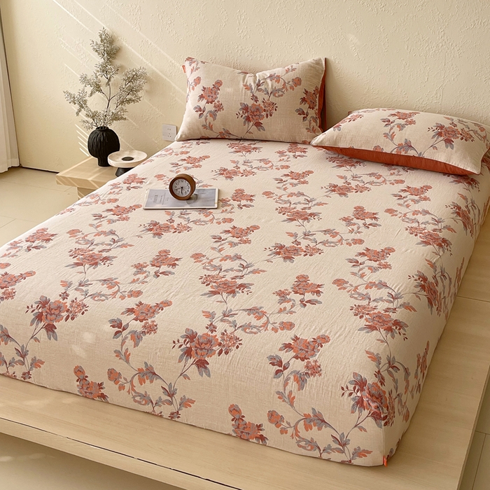 91家纺网 家纺一手货源 找家纺 春皖家纺 2026新款全棉纯棉拉链款双层纱床笠单床笠床笠单件 一丈红