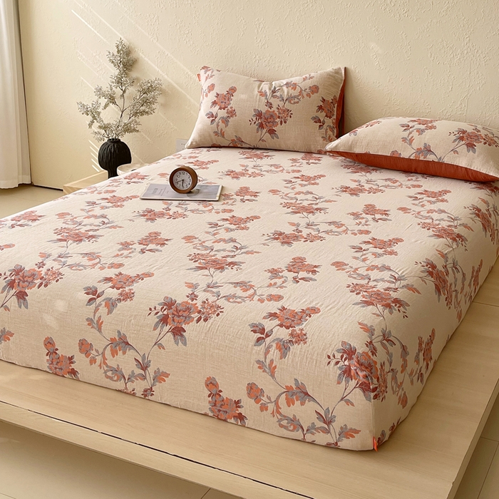 91家纺网 家纺一手货源 找家纺 春皖家纺 2026新款全棉纯棉拉链款双层纱床笠单床笠床笠单件 一丈红