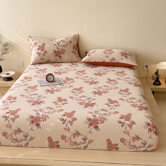 91家纺网 家纺一手货源 找家纺 春皖家纺 2026新款全棉纯棉拉链款双层纱床笠单床笠床笠单件 一丈红