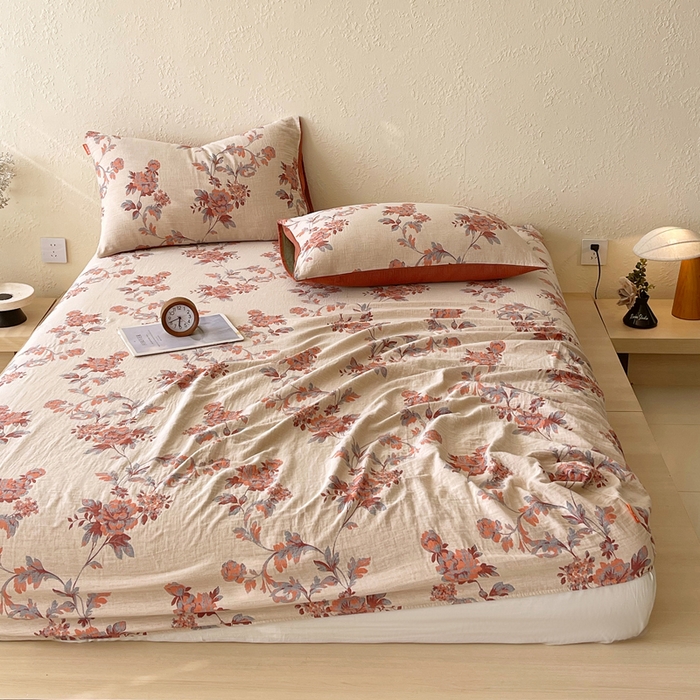 91家纺网 家纺一手货源 找家纺 春皖家纺 2026新款全棉纯棉拉链款双层纱床笠单床笠床笠单件 一丈红