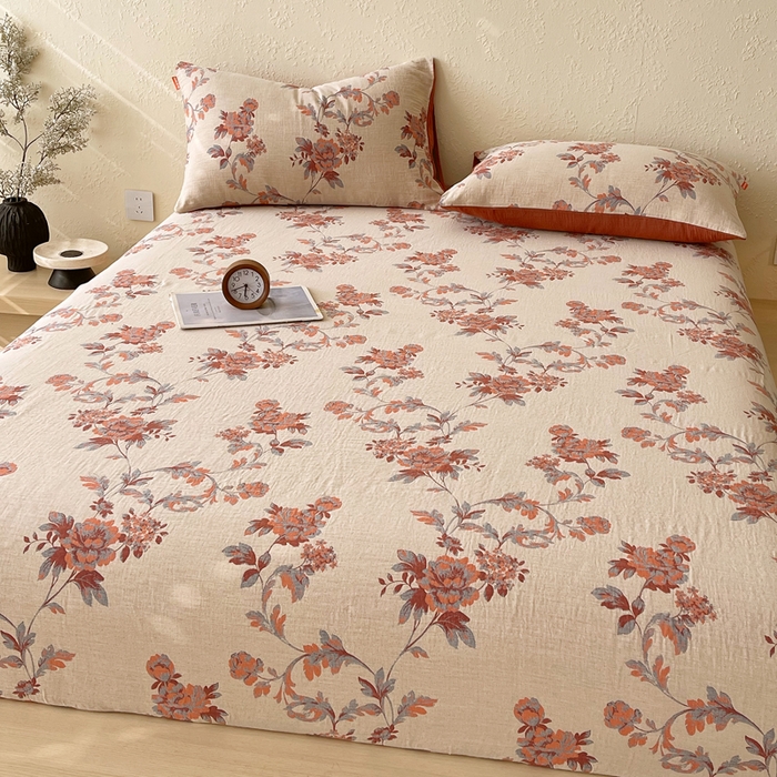 91家纺网 家纺一手货源 找家纺 春皖家纺 2026新款全棉纯棉拉链款双层纱床笠单床笠床笠单件 一丈红