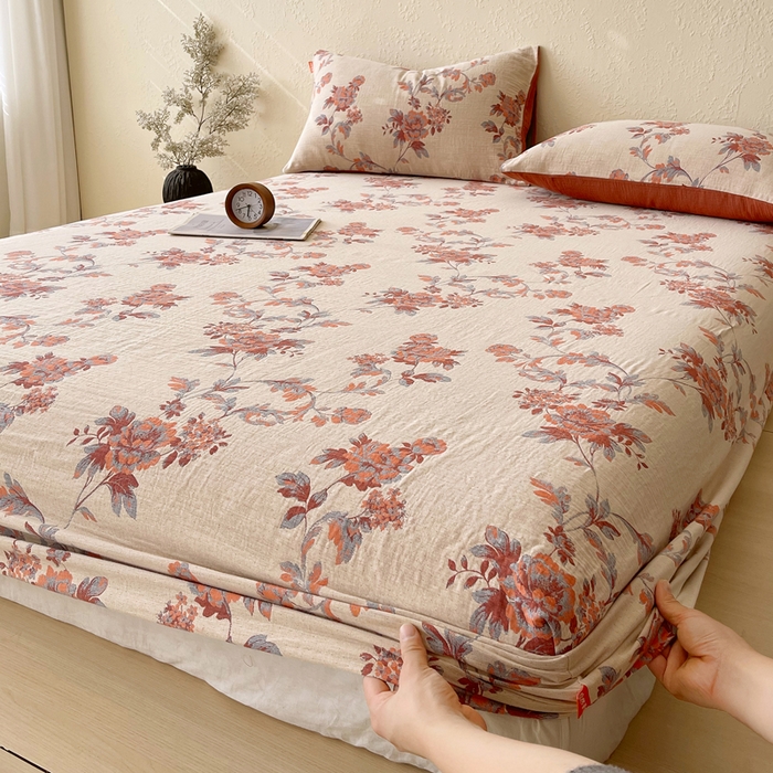 91家纺网 家纺一手货源 找家纺 春皖家纺 2026新款全棉纯棉拉链款双层纱床笠单床笠床笠单件 一丈红