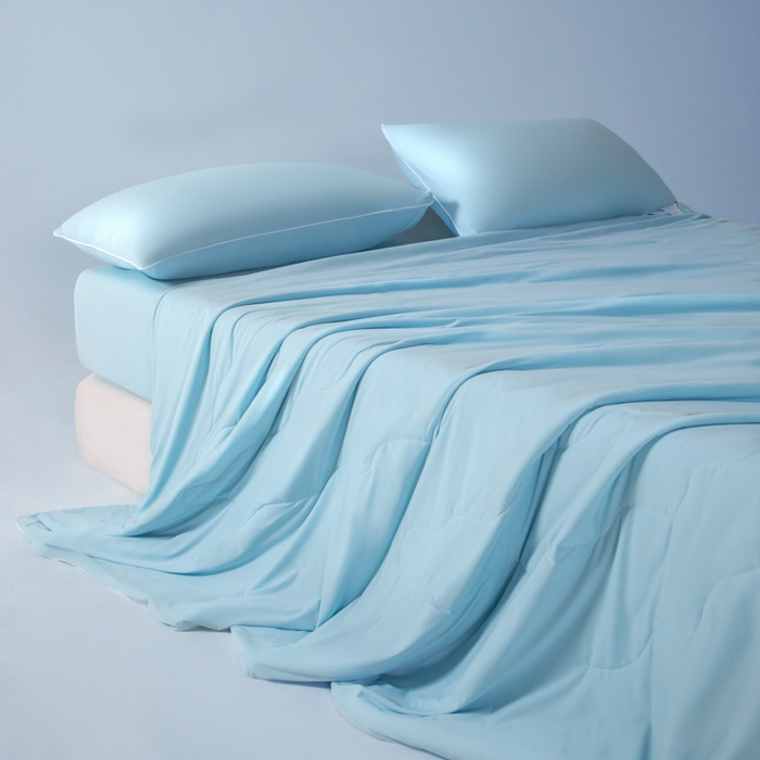 91家纺网 家纺一手货源 找家纺 鑫琪莱家纺 2026新款锦氨凉感Yoga系列夏被 海洋蓝