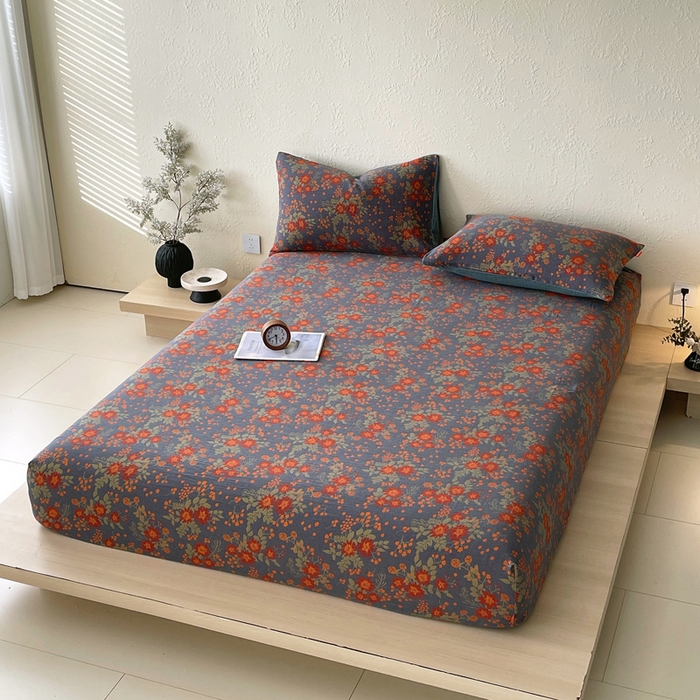 91家纺网 家纺一手货源 找家纺 春皖家纺 2026新款全棉纯棉拉链款双层纱床笠单床笠床笠单件 月临