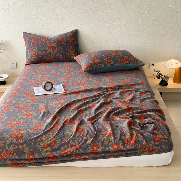 91家纺网 家纺一手货源 找家纺 春皖家纺 2026新款全棉纯棉拉链款双层纱床笠单床笠床笠单件 月临