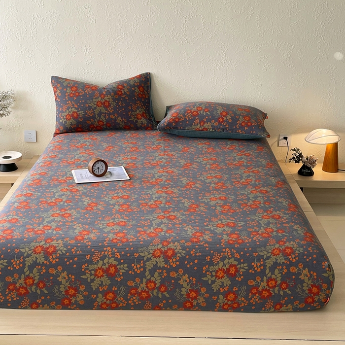 91家纺网 家纺一手货源 找家纺 春皖家纺 2026新款全棉纯棉拉链款双层纱床笠单床笠床笠单件 月临