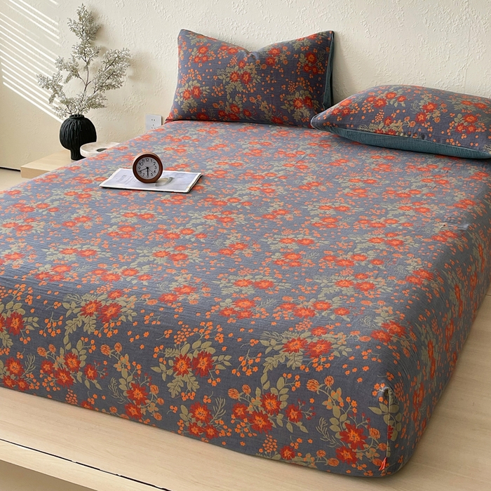 91家纺网 家纺一手货源 找家纺 春皖家纺 2026新款全棉纯棉拉链款双层纱床笠单床笠床笠单件 月临