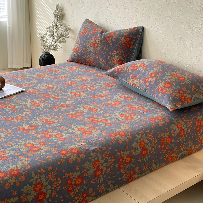 91家纺网 家纺一手货源 找家纺 春皖家纺 2026新款全棉纯棉拉链款双层纱床笠单床笠床笠单件 月临