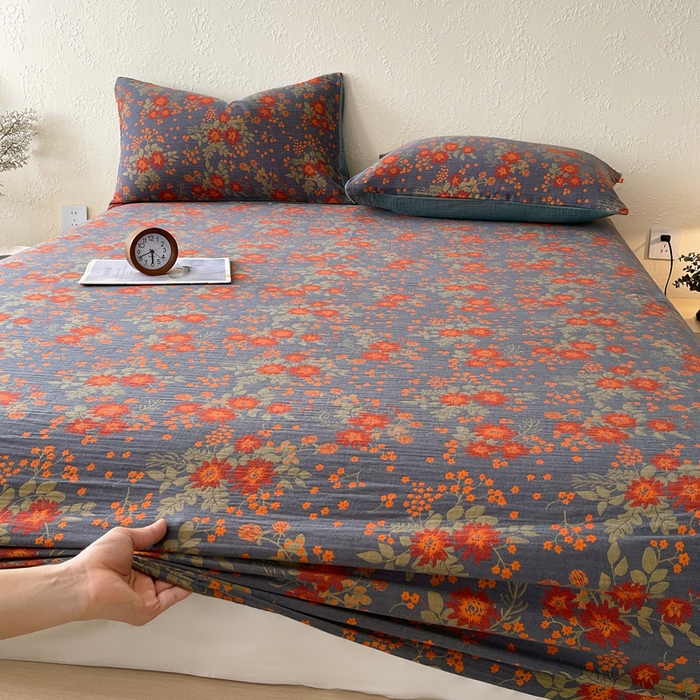 91家纺网 家纺一手货源 找家纺 春皖家纺 2026新款全棉纯棉拉链款双层纱床笠单床笠床笠单件 月临