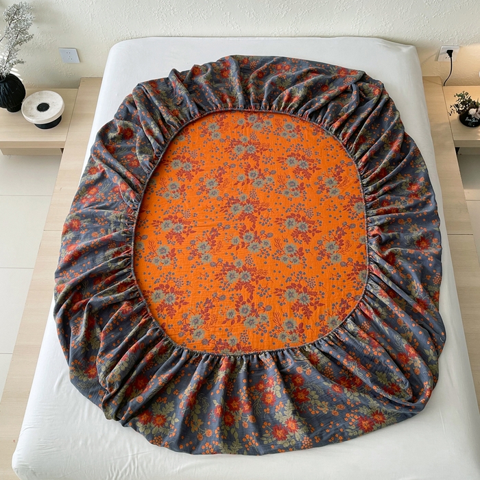 91家纺网 家纺一手货源 找家纺 春皖家纺 2026新款全棉纯棉拉链款双层纱床笠单床笠床笠单件 月临