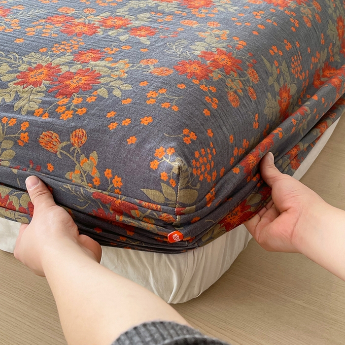 91家纺网 家纺一手货源 找家纺 春皖家纺 2026新款全棉纯棉拉链款双层纱床笠单床笠床笠单件 月临