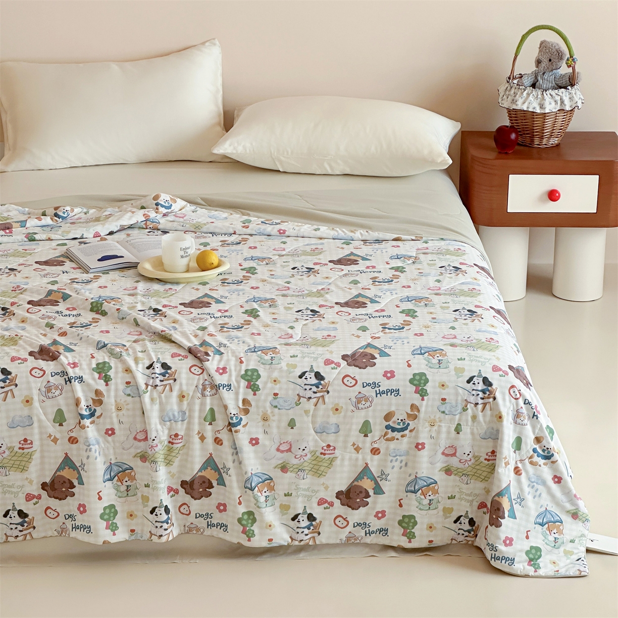 91家纺网 家纺一手货源 找家纺 傲蕾良品 2026新款【冷凝一号】高定锦氨针织蚕丝冰皮被 萌宠日记