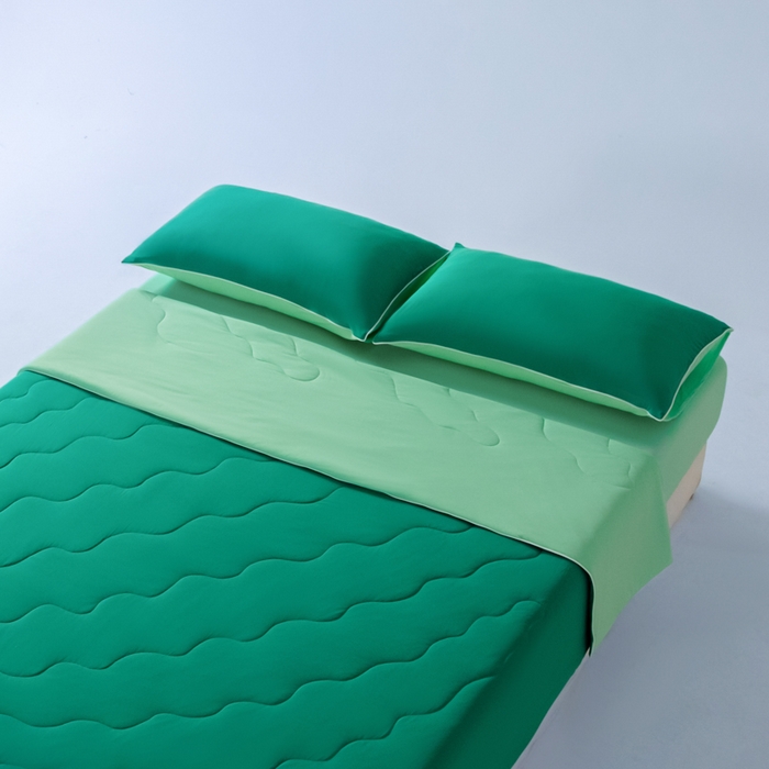 91家纺网 家纺一手货源 找家纺 鑫琪莱家纺 2026新款锦氨凉感Yoga系列夏被 西瓜绿