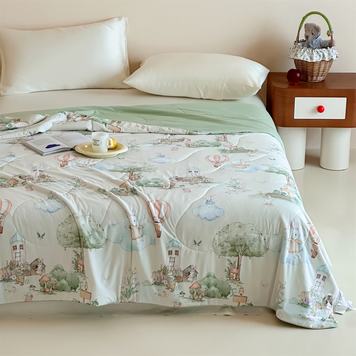 91家纺网 家纺一手货源 找家纺 傲蕾良品 2026新款【冷凝一号】高定锦氨针织蚕丝冰皮被 奇幻森林