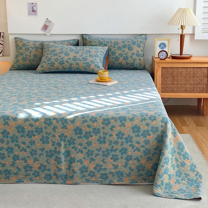 91家纺网 家纺一手货源 找家纺 春皖家纺 2026新款全棉纯棉拉链款双层纱床单单床单床单单件 百灵斯顿