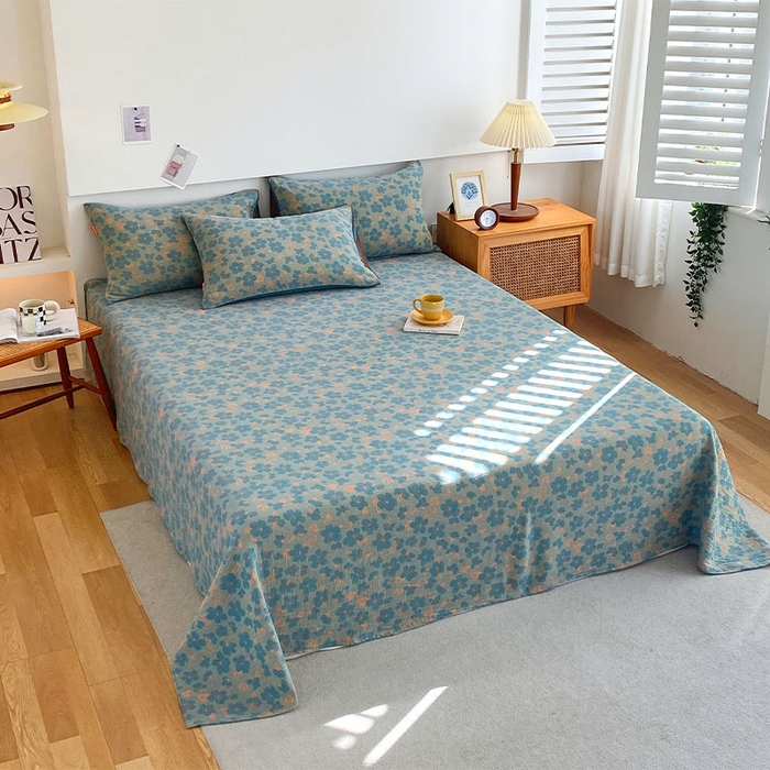 91家纺网 家纺一手货源 找家纺 春皖家纺 2026新款全棉纯棉拉链款双层纱床单单床单床单单件 百灵斯顿