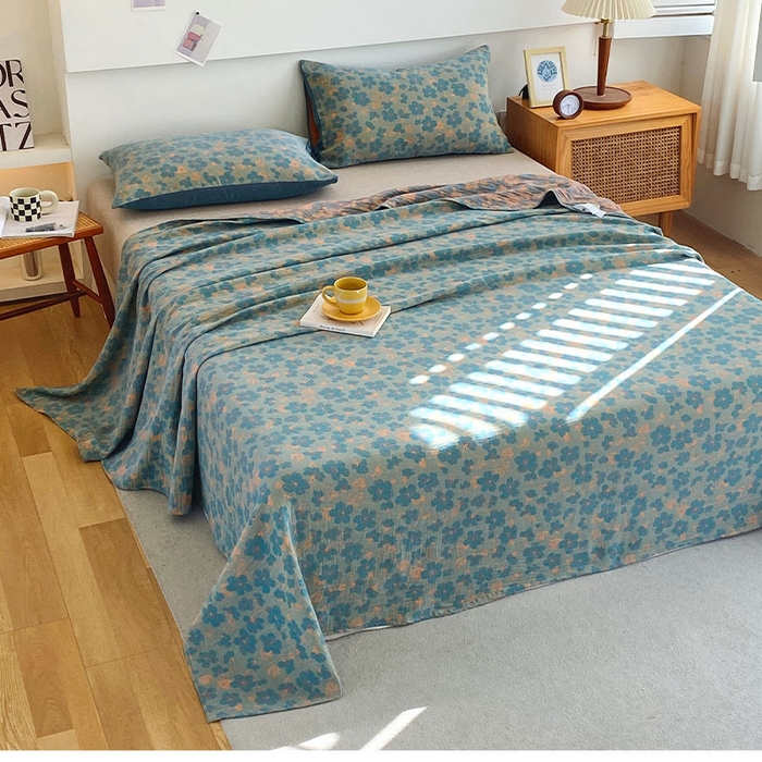 91家纺网 家纺一手货源 找家纺 春皖家纺 2026新款全棉纯棉拉链款双层纱床单单床单床单单件 百灵斯顿