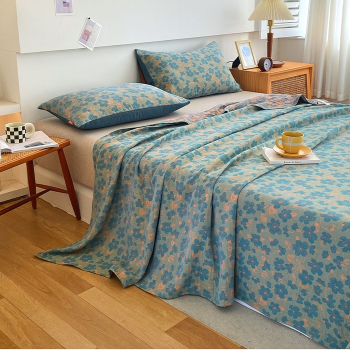 91家纺网 家纺一手货源 找家纺 春皖家纺 2026新款全棉纯棉拉链款双层纱床单单床单床单单件 百灵斯顿