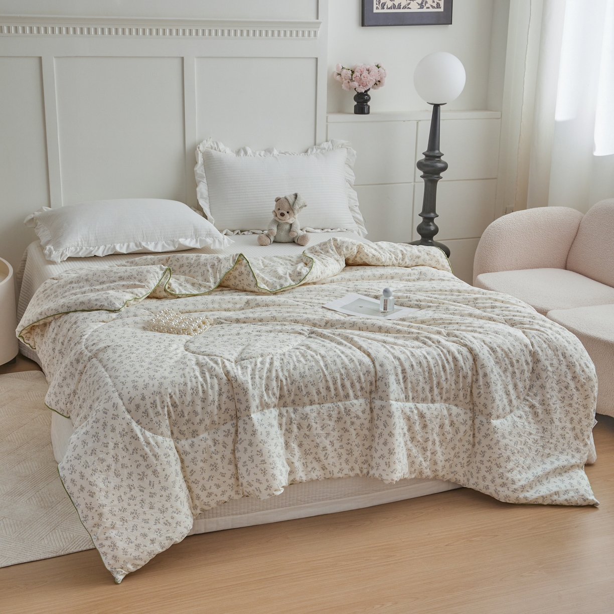 91家纺网 家纺一手货源 找家纺 尊妙被业 2026新款小奶芙大豆夏被夏凉被空调被 春日浮光