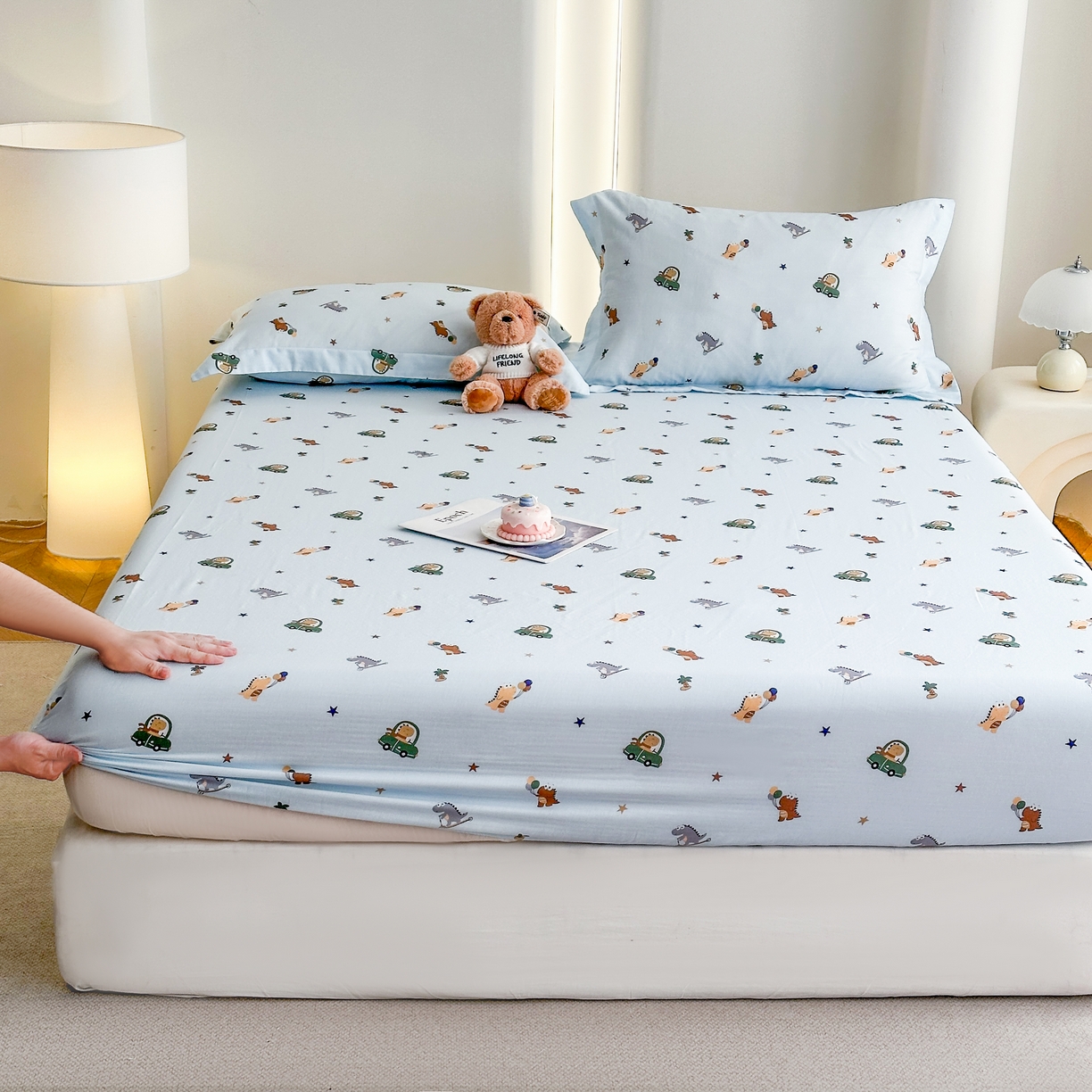 91家纺网 家纺一手货源 找家纺 （总）金喜 2026新款纯棉有氧A类全棉双层纱卡通床笠