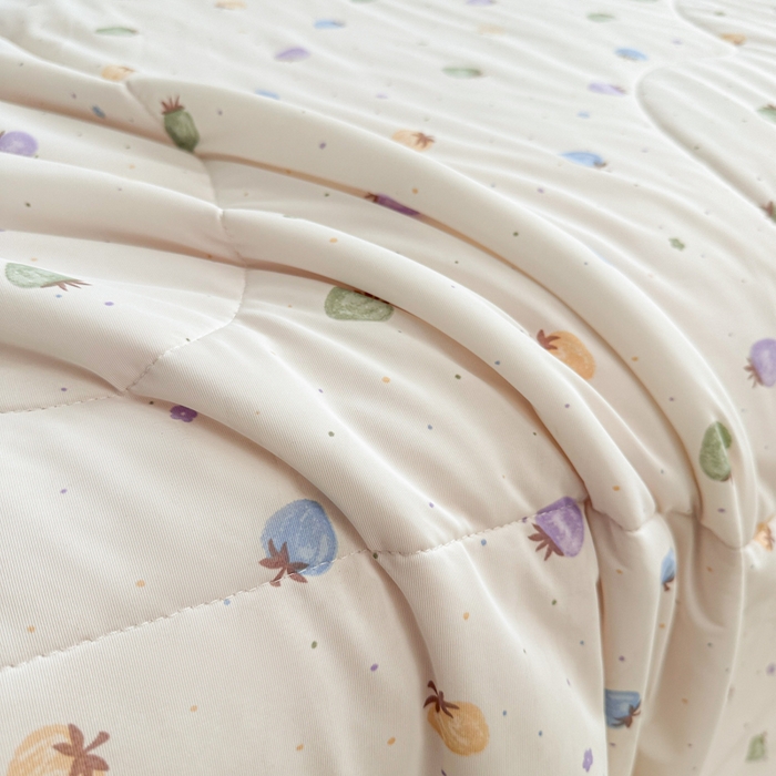 91家纺网 家纺一手货源 找家纺 鑫琪莱家纺 2026新款印花冰皮软心凉凉被夏被 彩莓物语-白