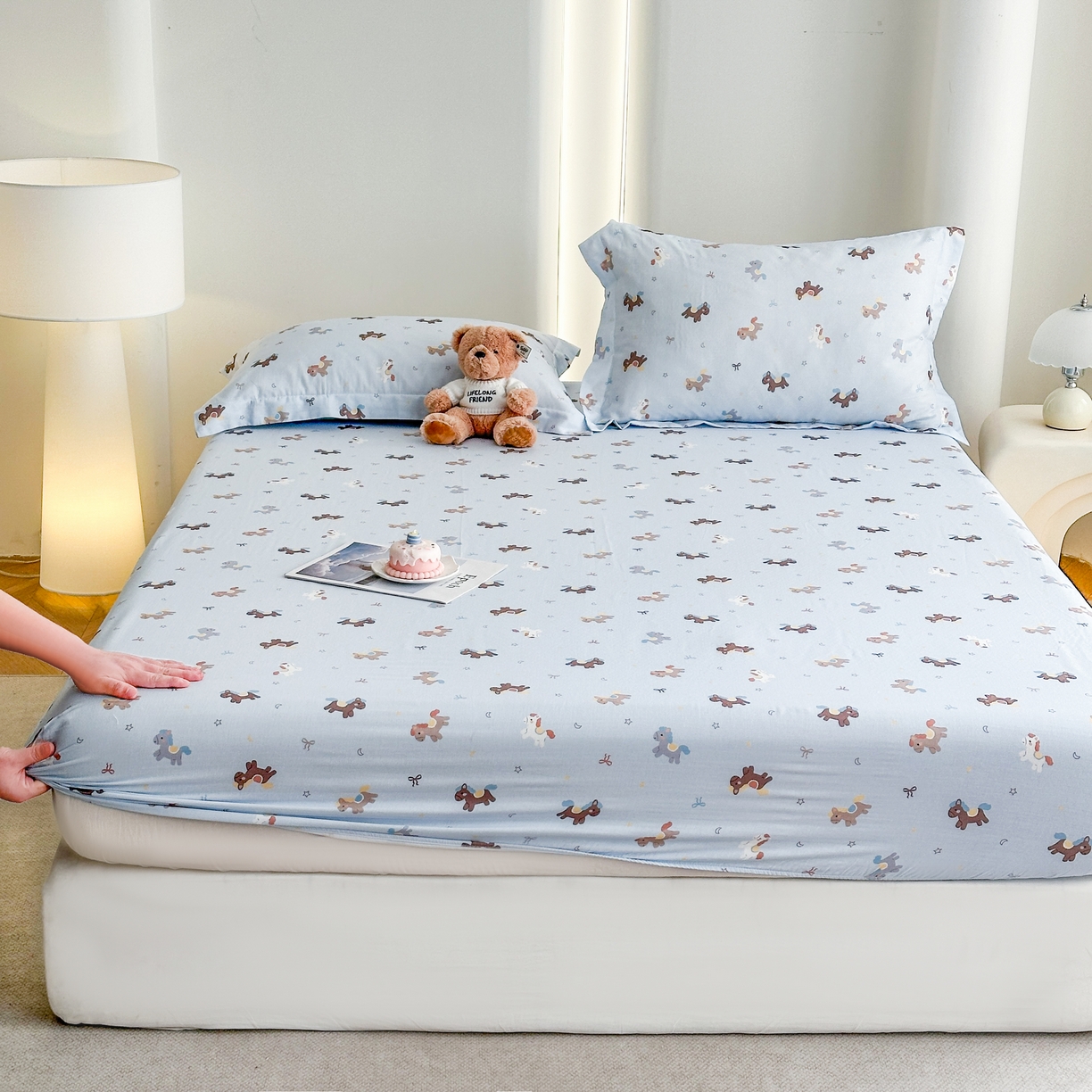 91家纺网 家纺一手货源 找家纺 （总）金喜 2026新款纯棉有氧A类全棉双层纱卡通床笠