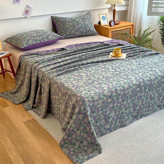 91家纺网 家纺一手货源 找家纺 春皖家纺 2026新款全棉纯棉拉链款双层纱床单单床单床单单件 春光灿烂