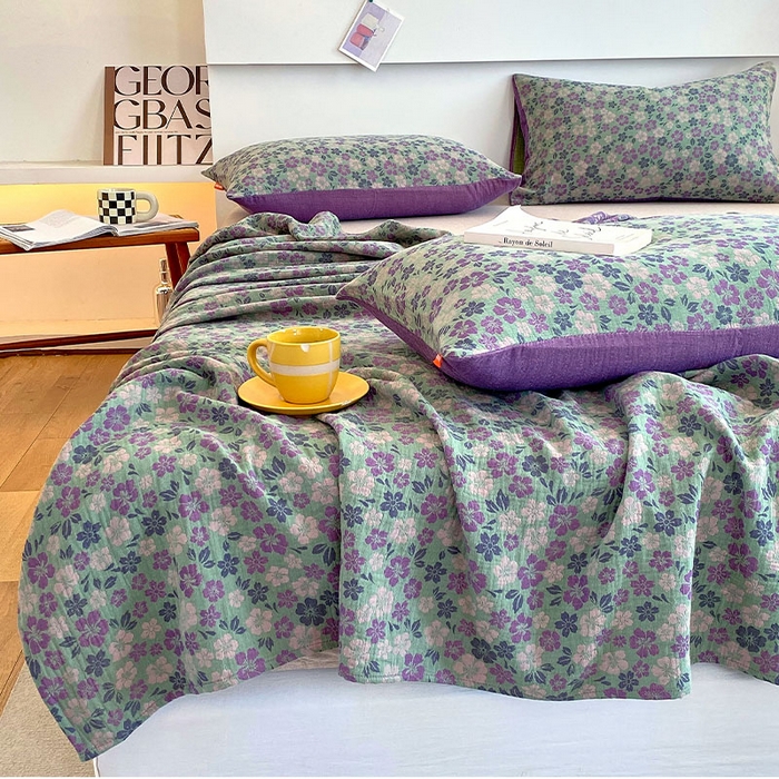 91家纺网 家纺一手货源 找家纺 春皖家纺 2026新款全棉纯棉拉链款双层纱床单单床单床单单件 春光灿烂