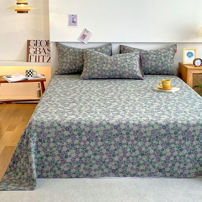 91家纺网 家纺一手货源 找家纺 春皖家纺 2026新款全棉纯棉拉链款双层纱床单单床单床单单件 春光灿烂