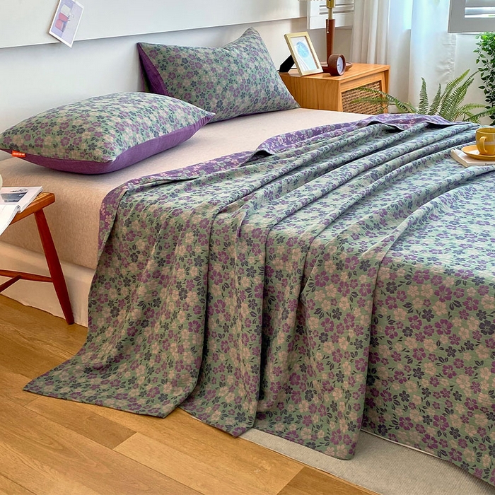 91家纺网 家纺一手货源 找家纺 春皖家纺 2026新款全棉纯棉拉链款双层纱床单单床单床单单件 春光灿烂