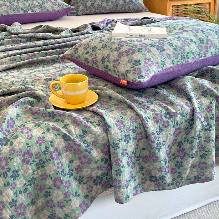 91家纺网 家纺一手货源 找家纺 春皖家纺 2026新款全棉纯棉拉链款双层纱床单单床单床单单件 春光灿烂