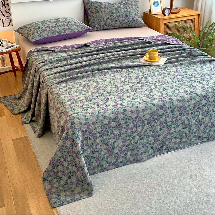 91家纺网 家纺一手货源 找家纺 春皖家纺 2026新款全棉纯棉拉链款双层纱床单单床单床单单件 春光灿烂