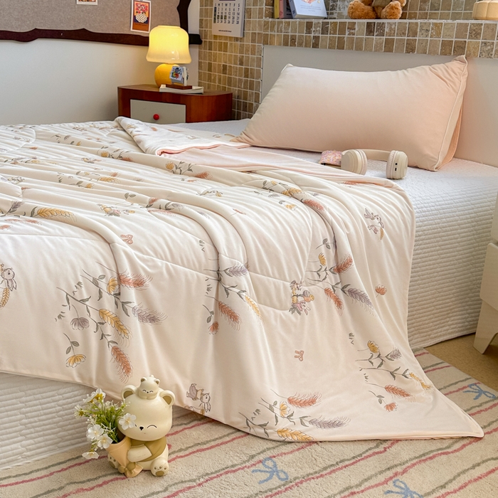 91家纺网 家纺一手货源 找家纺 鑫琪莱家纺 2026新款印花冰皮软心凉凉被夏被 风吹麦浪