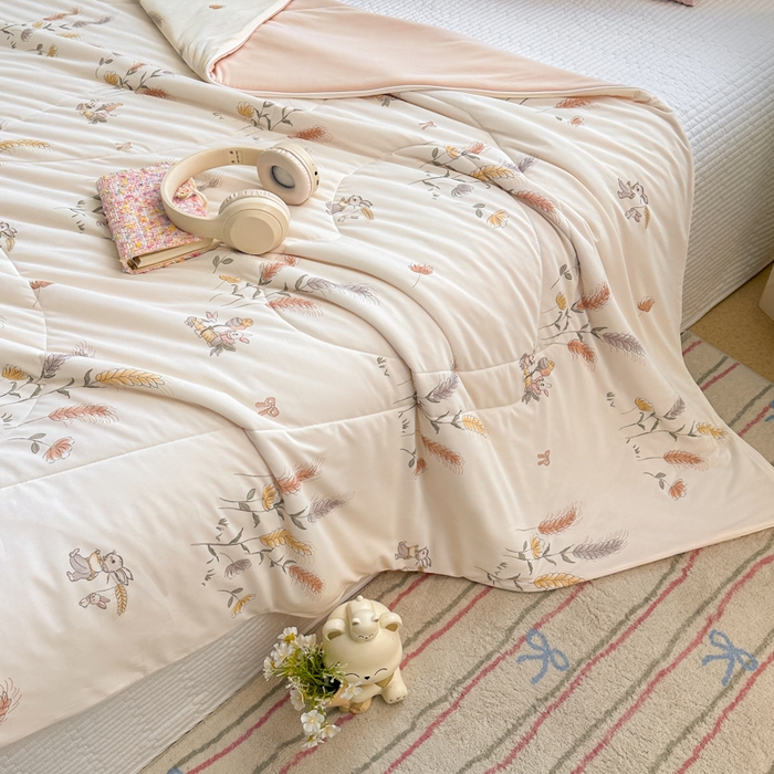 91家纺网 家纺一手货源 找家纺 鑫琪莱家纺 2026新款印花冰皮软心凉凉被夏被 风吹麦浪