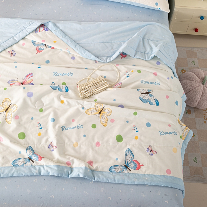 91家纺网 家纺一手货源 找家纺 红日子纺织品 2026新款全棉印花夏被夏凉被空调被 蝶舞