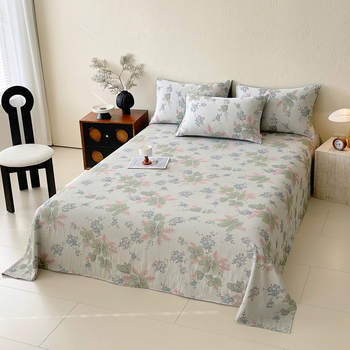 91家纺网 家纺一手货源 找家纺 春皖家纺 2026新款全棉纯棉拉链款双层纱床单单床单床单单件 绮帐-粉