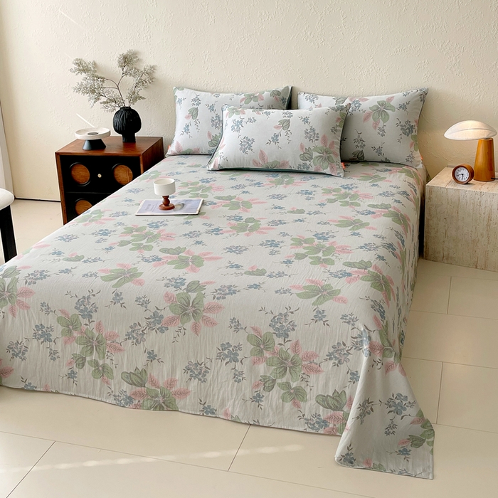 91家纺网 家纺一手货源 找家纺 春皖家纺 2026新款全棉纯棉拉链款双层纱床单单床单床单单件 绮帐-粉