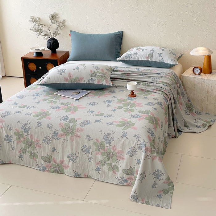 91家纺网 家纺一手货源 找家纺 春皖家纺 2026新款全棉纯棉拉链款双层纱床单单床单床单单件 绮帐-粉