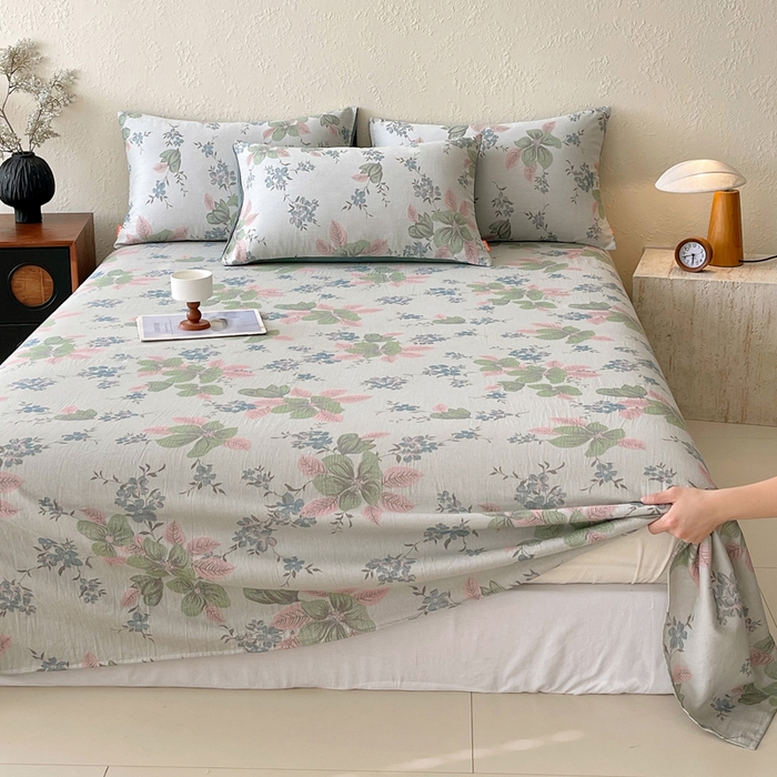 91家纺网 家纺一手货源 找家纺 春皖家纺 2026新款全棉纯棉拉链款双层纱床单单床单床单单件 绮帐-粉