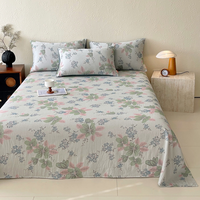 91家纺网 家纺一手货源 找家纺 春皖家纺 2026新款全棉纯棉拉链款双层纱床单单床单床单单件 绮帐-粉