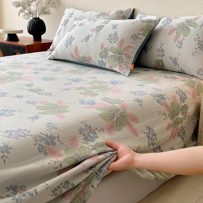 91家纺网 家纺一手货源 找家纺 春皖家纺 2026新款全棉纯棉拉链款双层纱床单单床单床单单件 绮帐-粉