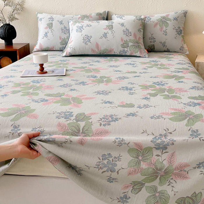 91家纺网 家纺一手货源 找家纺 春皖家纺 2026新款全棉纯棉拉链款双层纱床单单床单床单单件 绮帐-粉