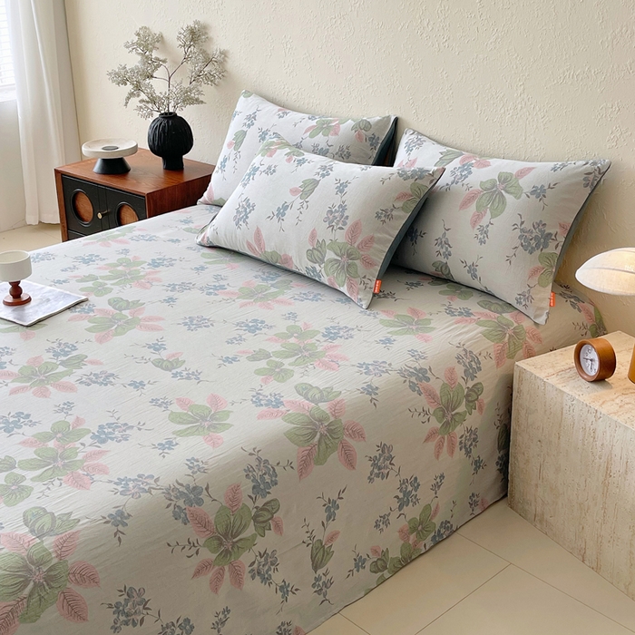 91家纺网 家纺一手货源 找家纺 春皖家纺 2026新款全棉纯棉拉链款双层纱床单单床单床单单件 绮帐-粉