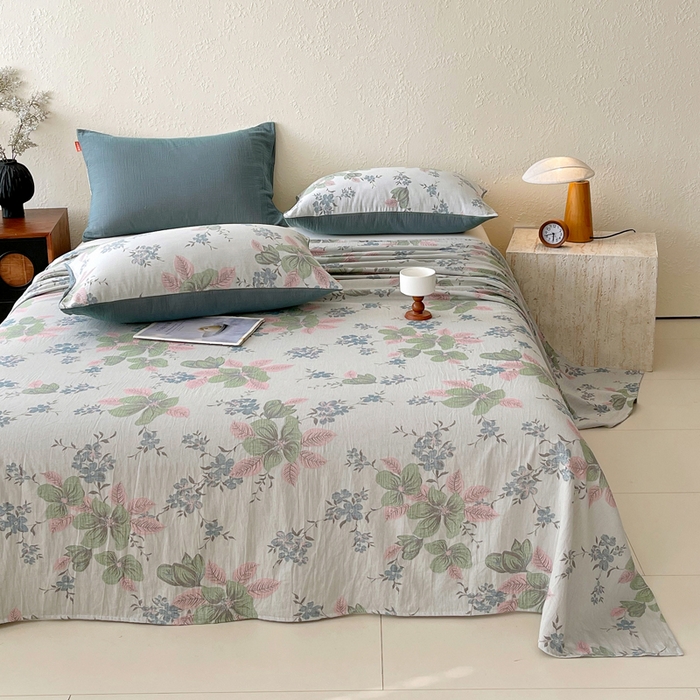 91家纺网 家纺一手货源 找家纺 春皖家纺 2026新款全棉纯棉拉链款双层纱床单单床单床单单件 绮帐-粉