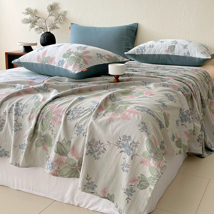 91家纺网 家纺一手货源 找家纺 春皖家纺 2026新款全棉纯棉拉链款双层纱床单单床单床单单件 绮帐-粉