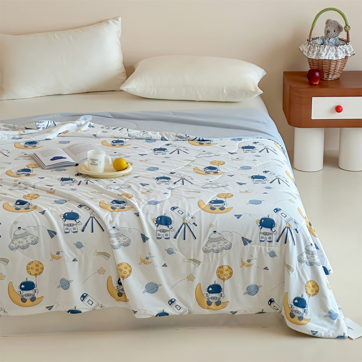 傲蕾良品 2026新款【冷凝一号】高定锦氨针织蚕丝冰皮被 遨游太空