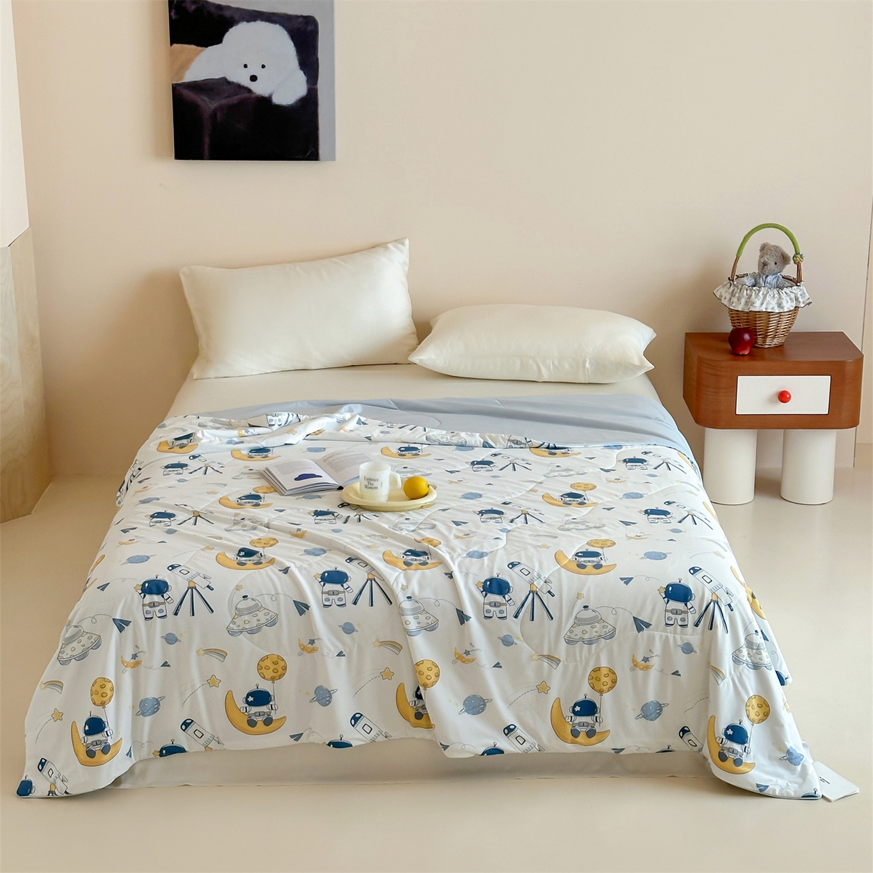 91家纺网 家纺一手货源 找家纺 傲蕾良品 2026新款【冷凝一号】高定锦氨针织蚕丝冰皮被 遨游太空